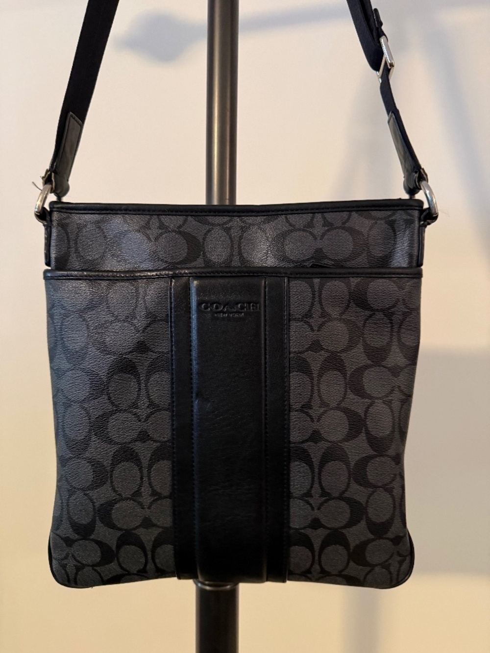 Coach Heritage Signature Small Zip Top Crossbody Bag F71131 - Black / Charcoal